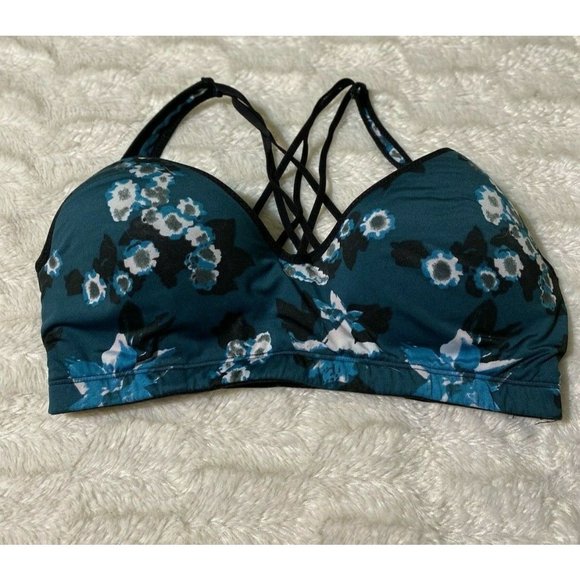 Women's cross-fit Athletic Sports Bra Size Large L Green Floral - Picture 1 of 3